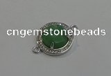 NGC5020 20mm flat round green aventurine with rhinestone connectors