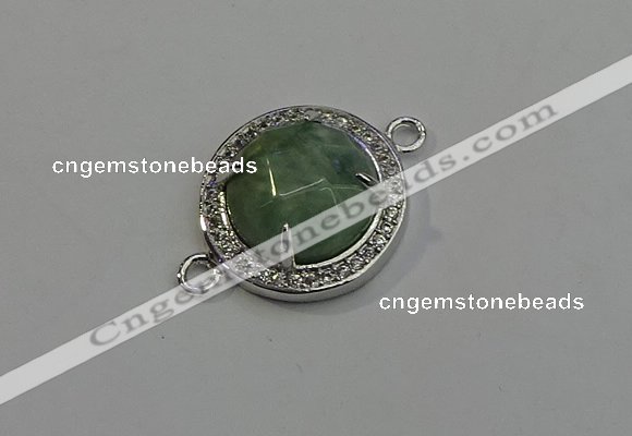 NGC5021 20mm flat round amazonite with rhinestone connectors