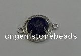 NGC5022 20mm flat round lapis lazuli with rhinestone connectors