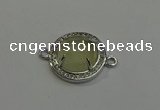 NGC5023 20mm flat round lemon quartz with rhinestone connectors