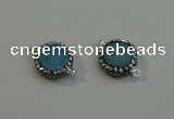 NGC5046 12mm - 14mm flat round druzy quartz with rhinestone connectors