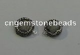 NGC5048 12mm - 14mm flat round druzy quartz with rhinestone connectors