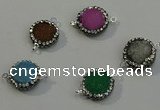 NGC5050 12mm - 14mm flat round druzy quartz with rhinestone connectors