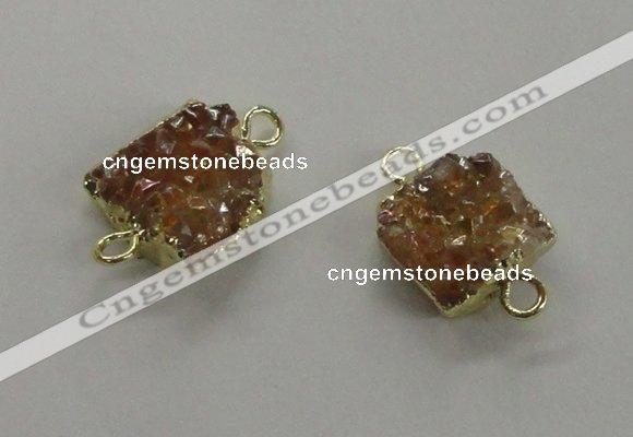 NGC506 8*10mm - 12*14mm freeform plated druzy agate connectors