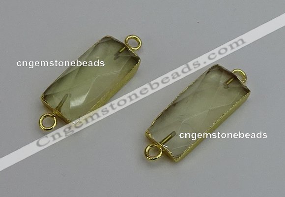 NGC5078 12*30mm - 15*35mm faceted rectangle lemon quartz connectors