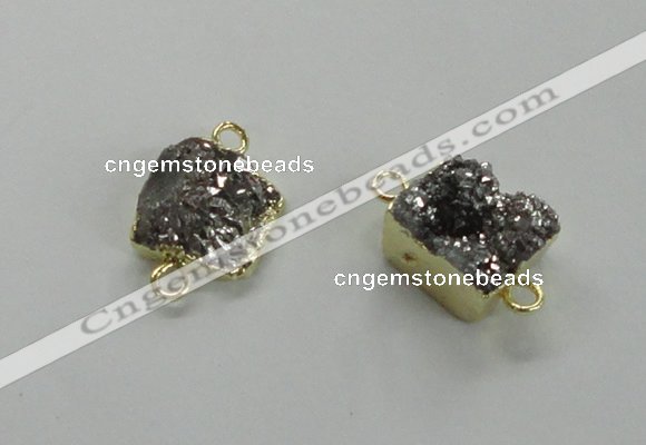 NGC508 8*10mm - 12*14mm freeform plated druzy agate connectors