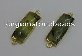 NGC5080 12*30mm - 15*35mm rectangle green rutilated quartz connectors