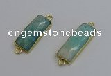 NGC5082 12*30mm - 15*35mm faceted rectangle amazonite connectors