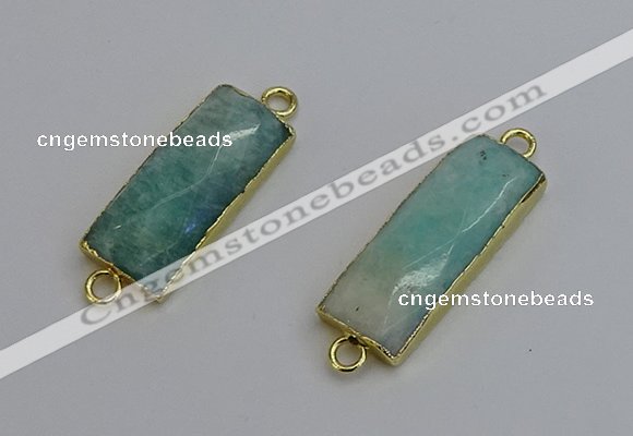 NGC5082 12*30mm - 15*35mm faceted rectangle amazonite connectors