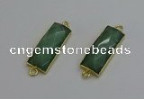 NGC5084 12*30mm - 15*35mm faceted rectangle green aventurine connectors