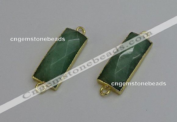 NGC5084 12*30mm - 15*35mm faceted rectangle green aventurine connectors