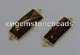 NGC5086 12*30mm - 15*35mm faceted rectangle yellow tiger eye connectors