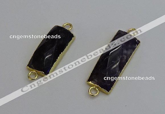 NGC5088 12*30mm - 15*35mm faceted rectangle amethyst connectors