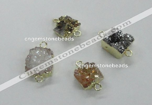 NGC509 8*10mm - 12*14mm freeform plated druzy agate connectors