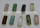 NGC5092 12*30mm - 15*35mm faceted rectangle mixed gemstone connectors