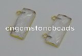 NGC5095 12*30mm - 15*35mm faceted rectangle white crystal connectors