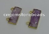 NGC5097 12*30mm - 15*35mm faceted rectangle light amethyst connectors