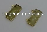 NGC5098 12*30mm - 15*35mm faceted rectangle lemon quartz connectors