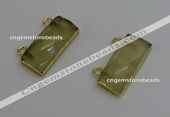 NGC5098 12*30mm - 15*35mm faceted rectangle lemon quartz connectors