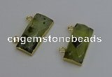 NGC5100 12*30mm - 15*35mm rectangle green rutilated quartz connectors