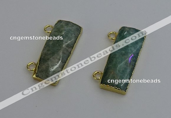 NGC5102 12*30mm - 15*35mm faceted rectangle amazonite connectors