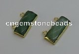 NGC5104 12*30mm - 15*35mm faceted rectangle green aventurine connectors