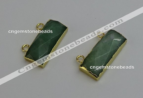 NGC5104 12*30mm - 15*35mm faceted rectangle green aventurine connectors