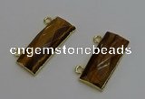 NGC5106 12*30mm - 15*35mm faceted rectangle yellow tiger eye connectors