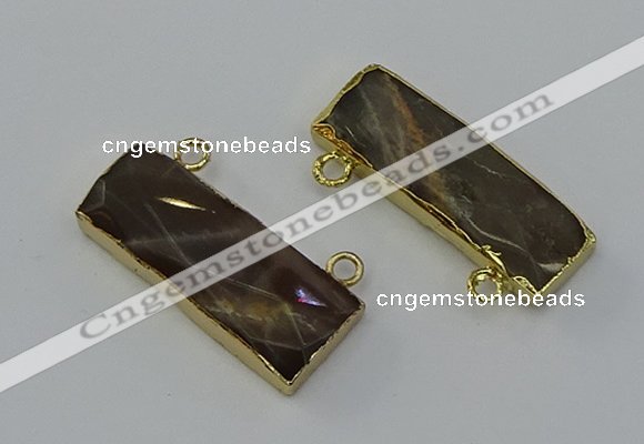 NGC5107 12*30mm - 15*30mm faceted rectangle moonstone connectors