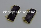 NGC5108 12*30mm - 15*35mm faceted rectangle amethyst connectors