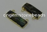 NGC5109 12*30mm - 15*30mm faceted rectangle labradorite connectors