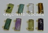 NGC5110 12*30mm - 15*35mm faceted rectangle mixed gemstone connectors