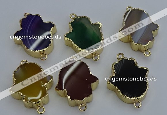 NGC5121 22*30mm - 25*35mm hamsahand agate gemstone connectors