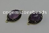 NGC5127 16*20mm oval amethyst gemstone connectors wholesale