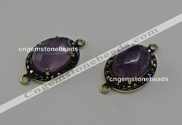 NGC5127 16*20mm oval amethyst gemstone connectors wholesale