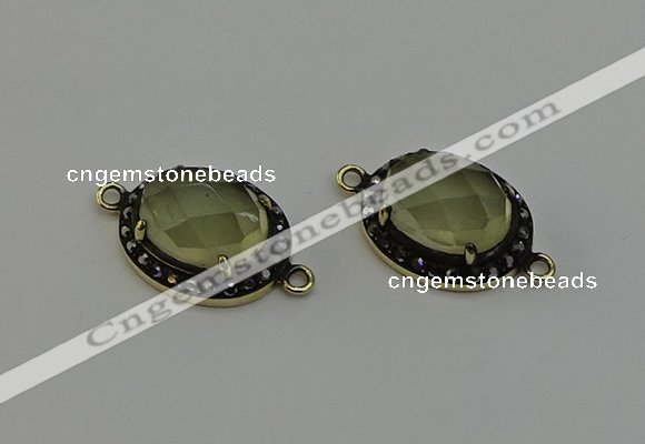 NGC5128 16*20mm oval lemon quartz gemstone connectors wholesale