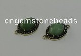 NGC5132 16*20mm oval green aventurine gemstone connectors wholesale