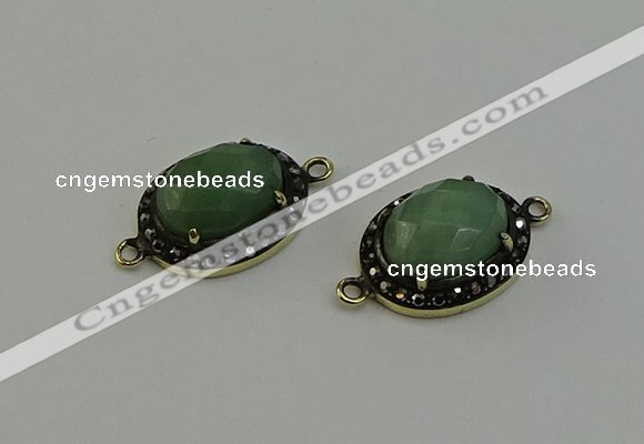 NGC5132 16*20mm oval green aventurine gemstone connectors wholesale