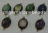 NGC5137 16*20mm oval mixed gemstone connectors wholesale