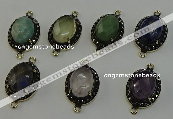 NGC5137 16*20mm oval mixed gemstone connectors wholesale