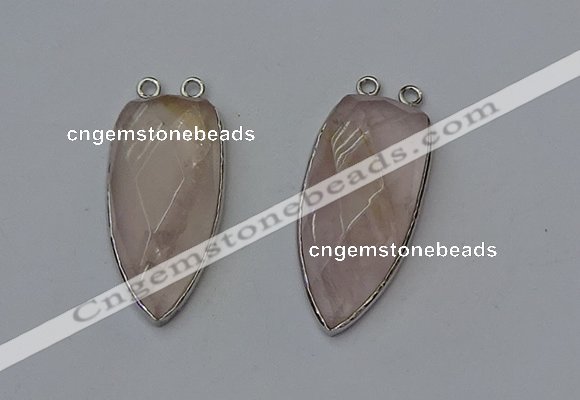 NGC5140 16*35mm - 18*40mm arrowhead rose quartz connectors