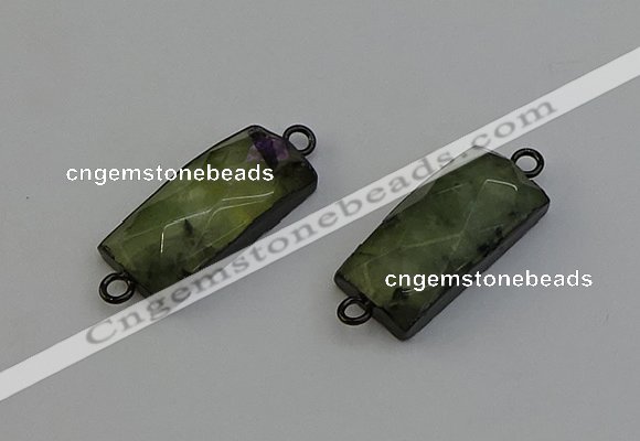 NGC5192 12*30mm - 15*30mm rectangle green rutilated quartz connectors