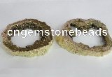 NGC521 45*50mm - 55*65mm freeform plated druzy agate connectors