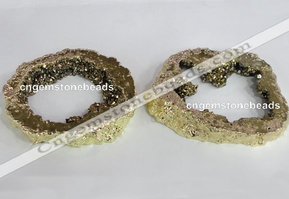 NGC521 45*50mm - 55*65mm freeform plated druzy agate connectors