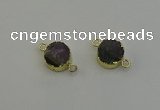 NGC5219 15mm - 16mm coin druzy amethyst gemstone connectors