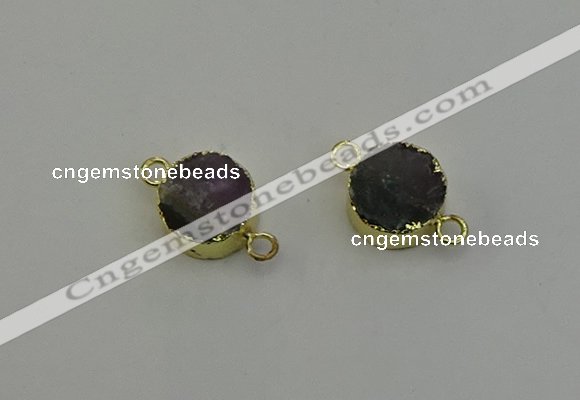 NGC5219 15mm - 16mm coin druzy amethyst gemstone connectors