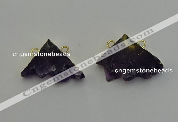 NGC5221 22*30mm - 25*35mm freeform druzy amethyst connectors