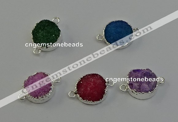 NGC5246 15mm - 16mm coin druzy agate connectors wholesale