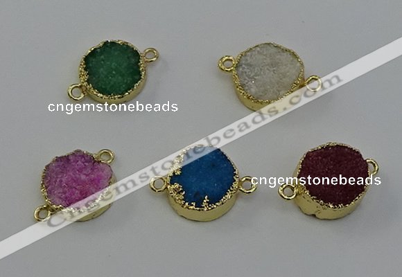 NGC5256 15mm - 16mm coin druzy agate connectors wholesale