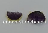 NGC5264 25*35mm - 30*40mm freeform druzy amethyst connectors